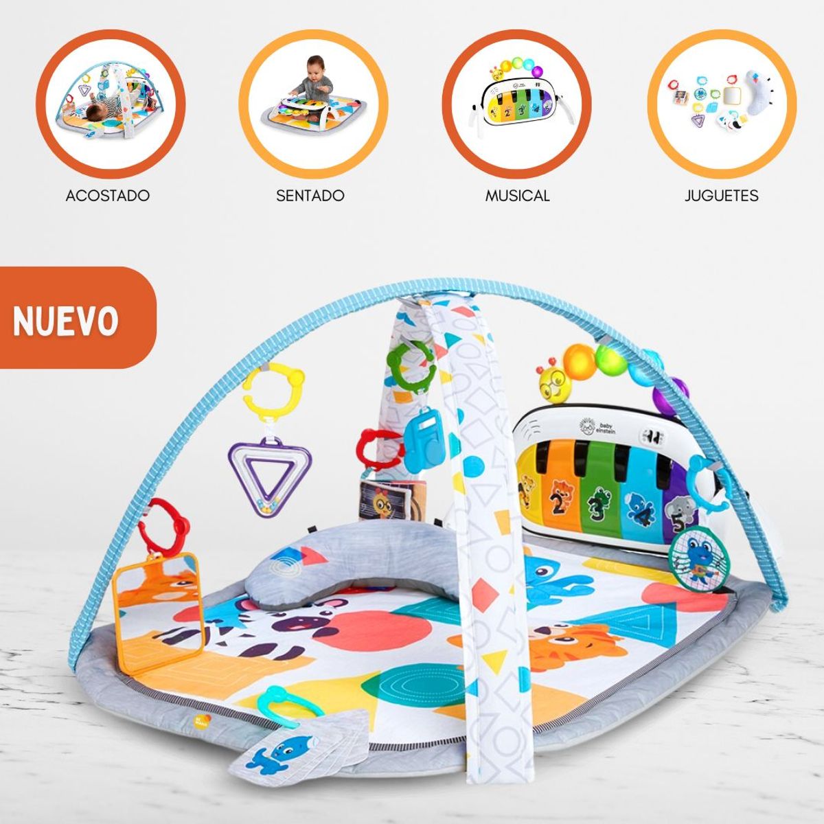 BABY EINSTEIN - Gimnasio para Bebés 4 EN 1 «KICKIN TUNES» Música y Lenguaje