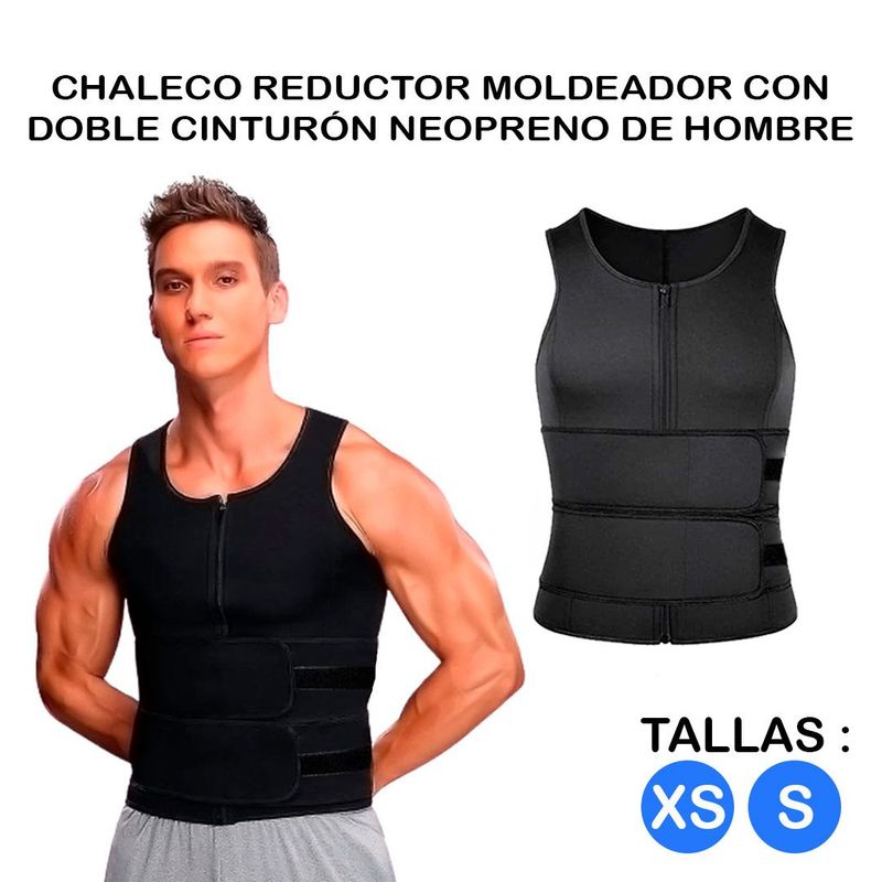 GENERICO - Chaleco Reductor Moldeador Con Doble Cinturón Neopreno Para Hombre