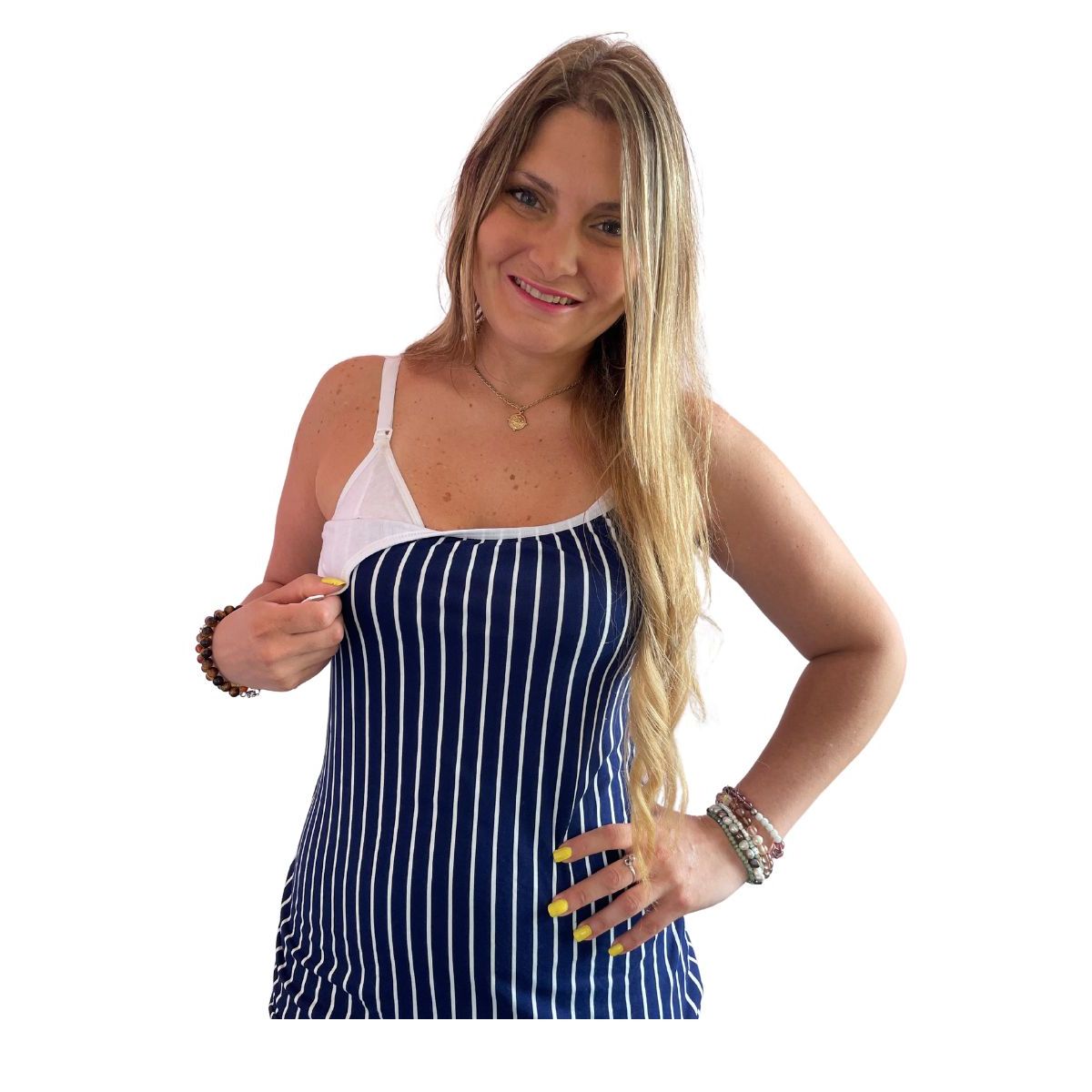 GENERICO - Polo Maternal Tirita Color Rayado Top Interno Lactancia BCxy Lenceria