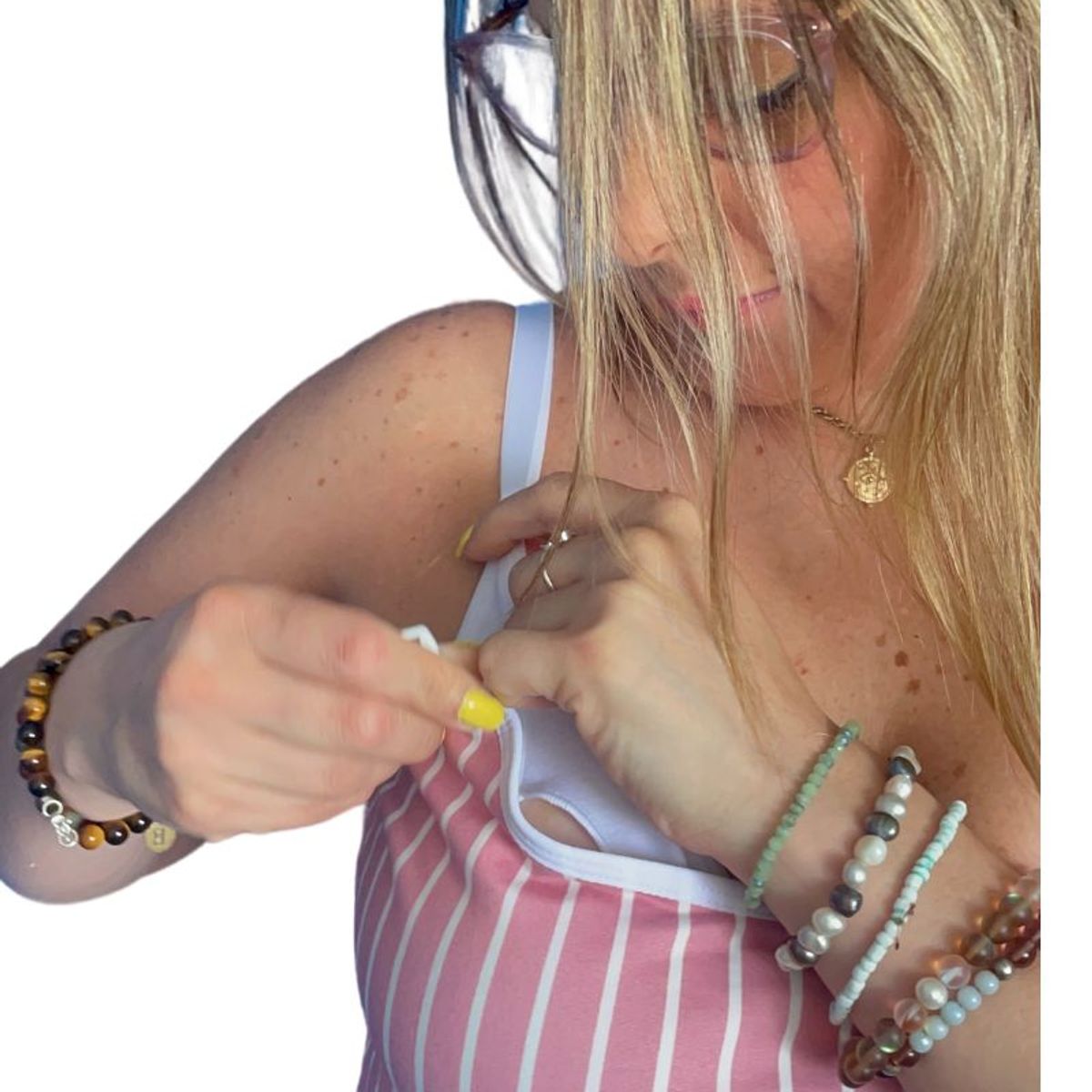 GENERICO - Polo Maternal Tirita Color Rayado Top Interno Lactancia BCxy Lenceria