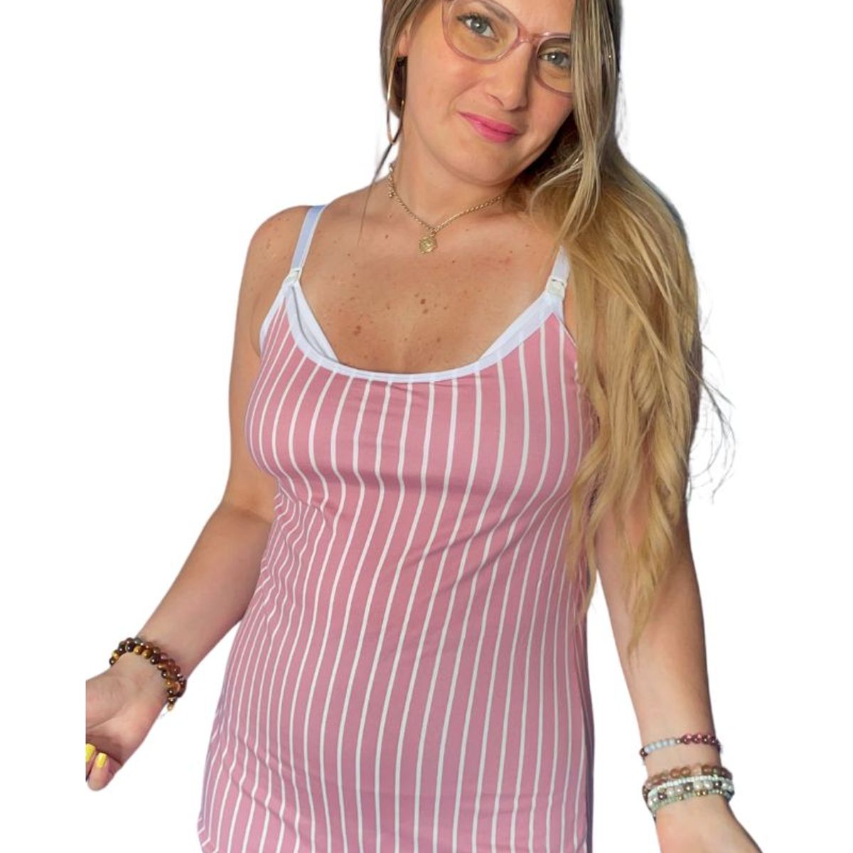 GENERICO - Polo Maternal Tirita Color Rayado Top Interno Lactancia BCxy Lenceria