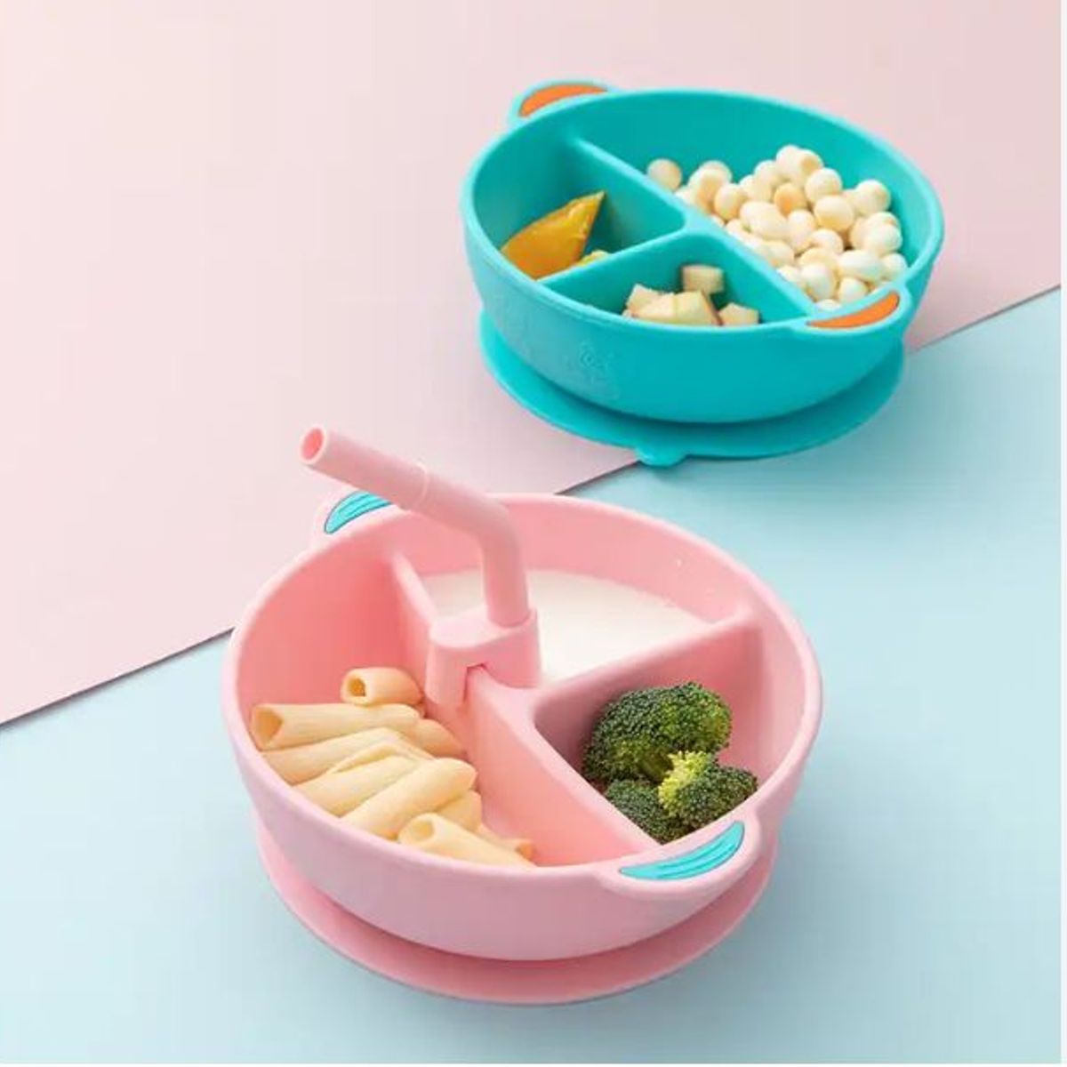 GENERICO - BOWL CUENCO 3 DIVISIONES CON TAPA Y SORBETE PARA NIÑOS