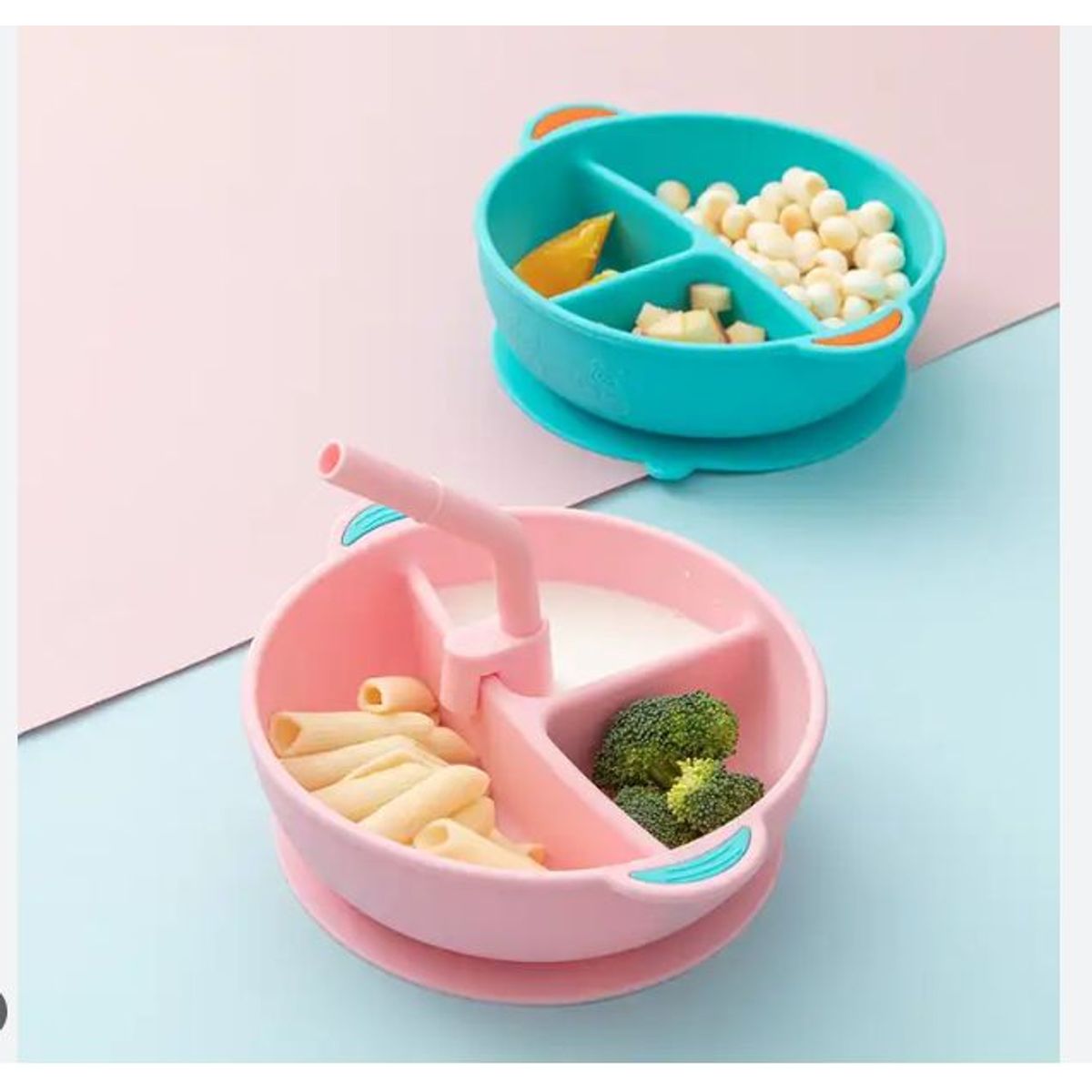 GENERICO - BOWL CUENCO 3 DIVISIONES CON TAPA Y SORBETE PARA NIÑOS