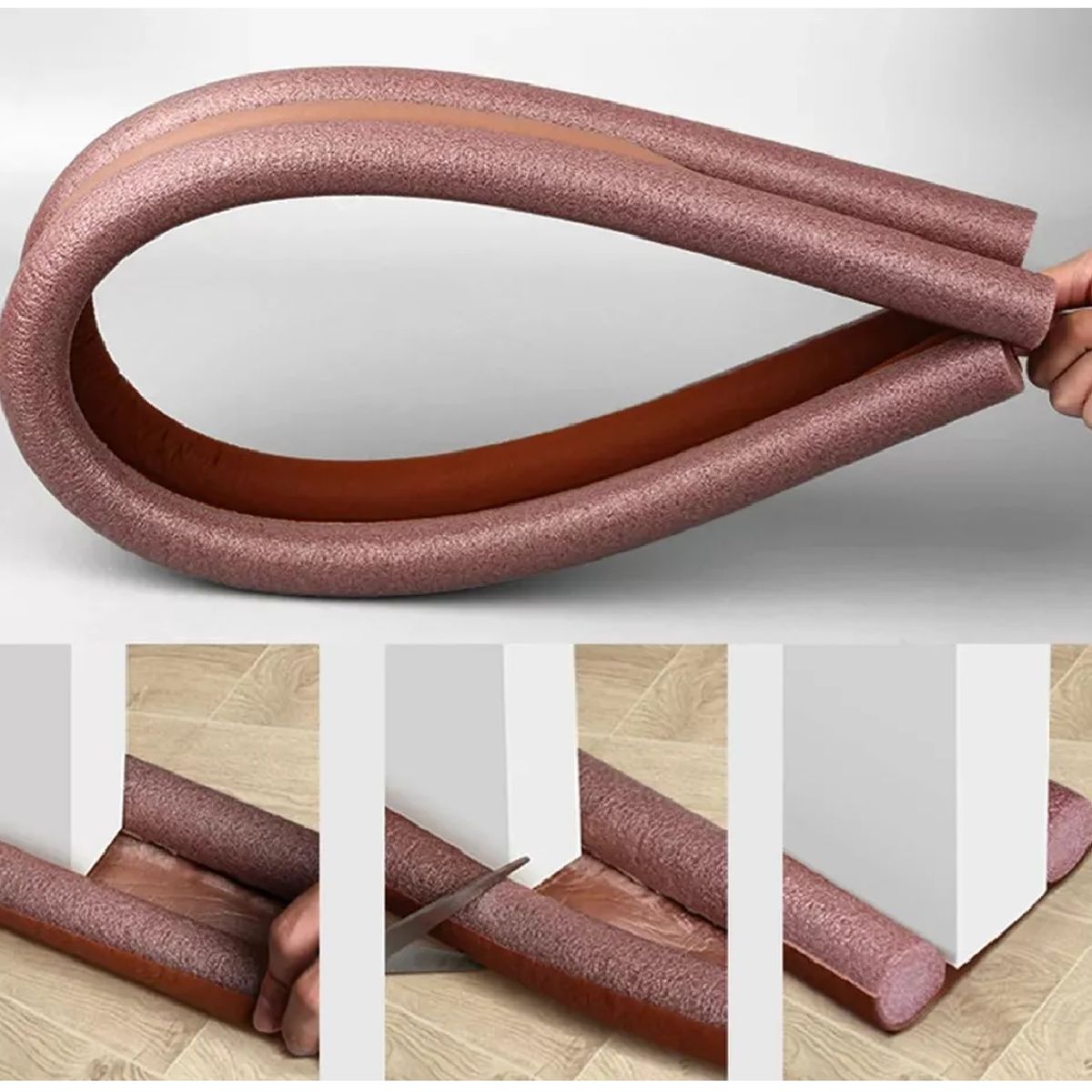 GENERICO - Burlete Flexible 95 cm Protección Sellado de Puerta Marrón