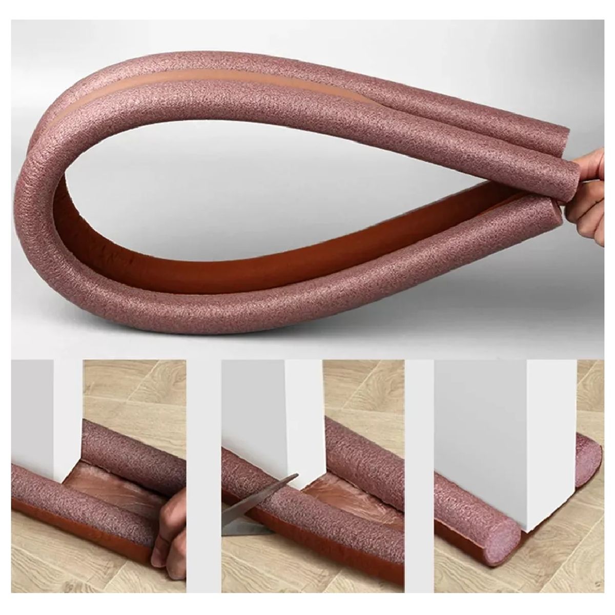 GENERICO - Burlete Flexible 95 cm Protección Sellado de Puerta Marrón