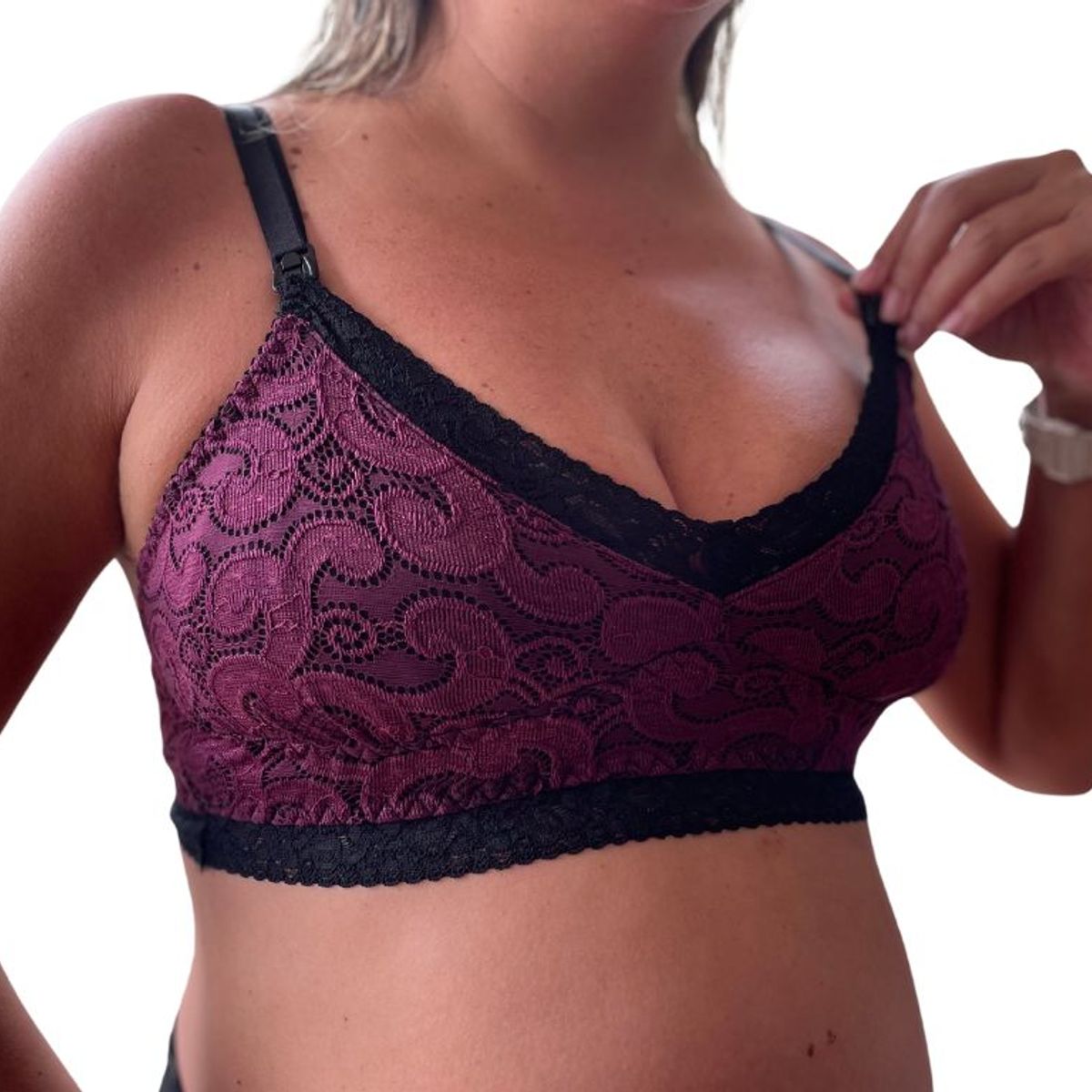 GENERICO - Sosten Maternal Julietta Con Encaje Exterior Broche Lactancia BCxy