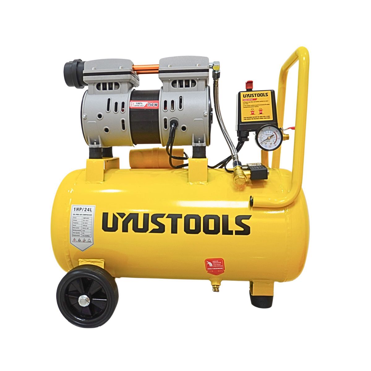 UYUSTOOLS - Compresora silenciosa Compresora de aire  24L-750W UYUSTOOLS