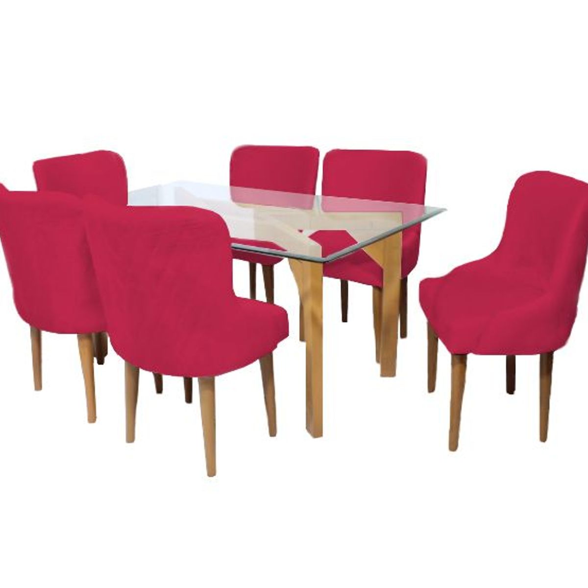 BARAKA HOME - Juego de Comedor Recife Con 6 Sillas Mesa de Vidrio - Rojo