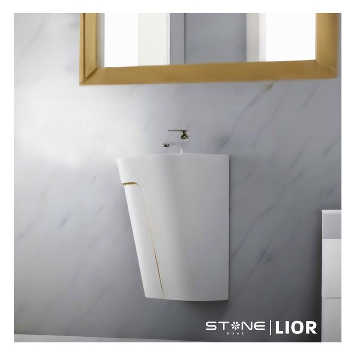 STONE - LAVATORIO SEMI-STANDING LIOR BLANCO C DORADO STONE