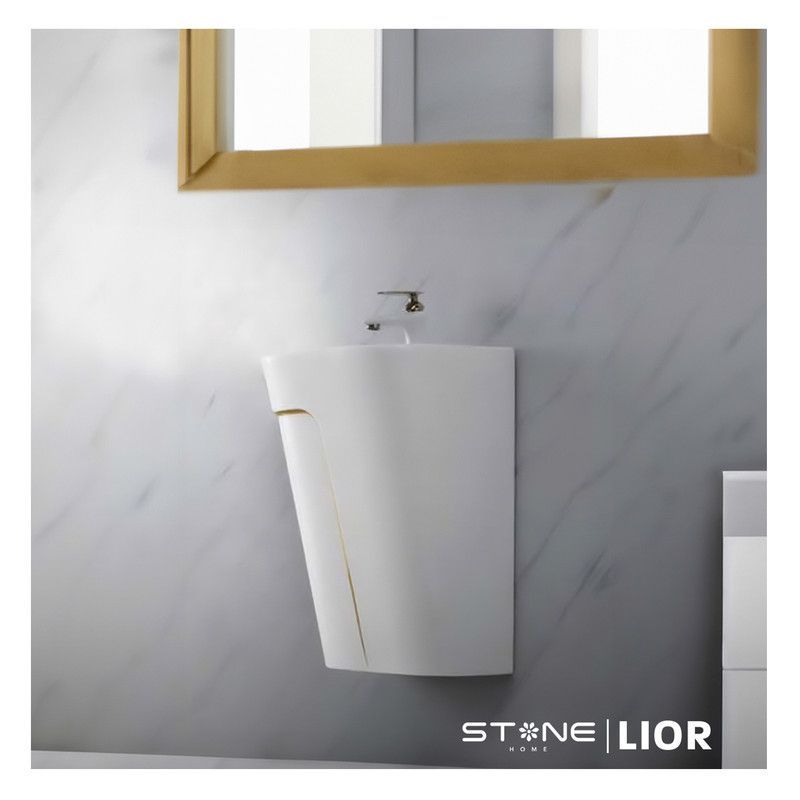 STONE - LAVATORIO SEMI-STANDING LIOR BLANCO C DORADO STONE