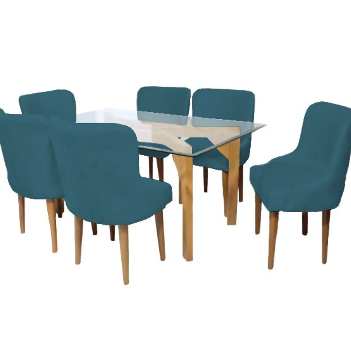 BARAKA HOME - Juego de Comedor Recife Con 6 Sillas Mesa de Vidrio - Cobalto