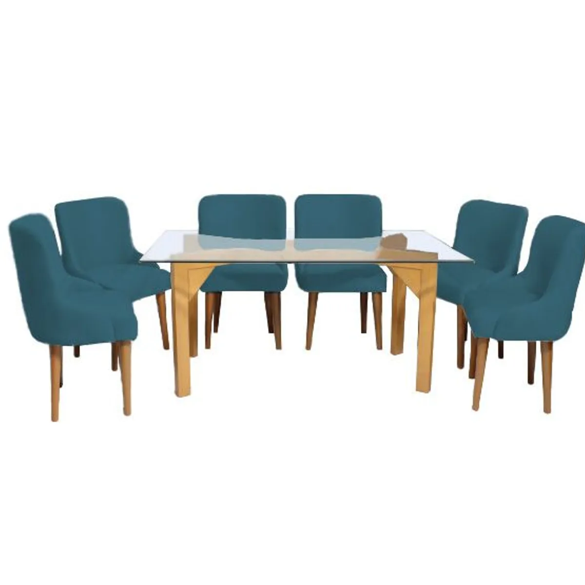 BARAKA HOME - Juego de Comedor Recife Con 6 Sillas Mesa de Vidrio - Cobalto