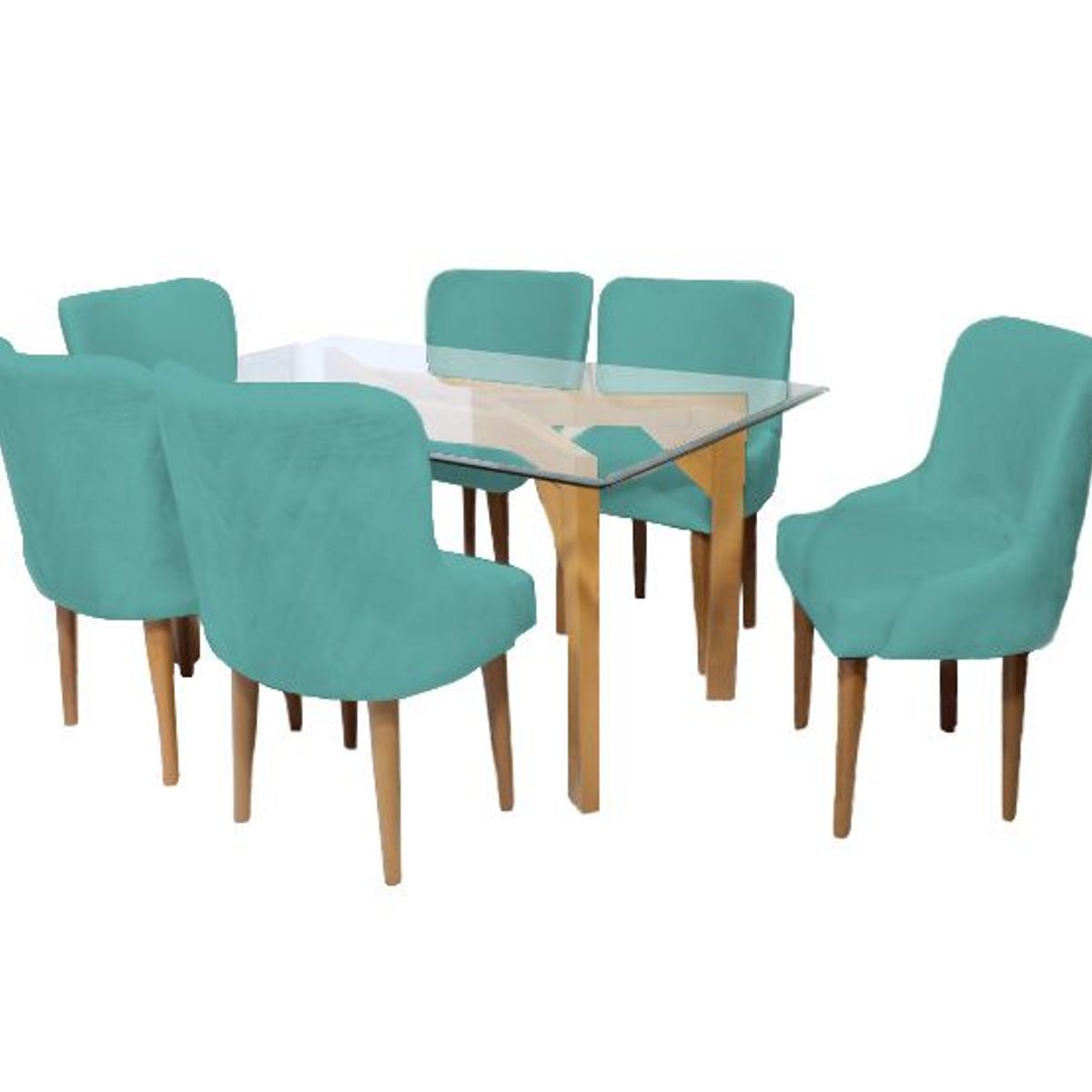 BARAKA HOME - Juego de Comedor Recife Con 6 Sillas Mesa de Vidrio - Jade