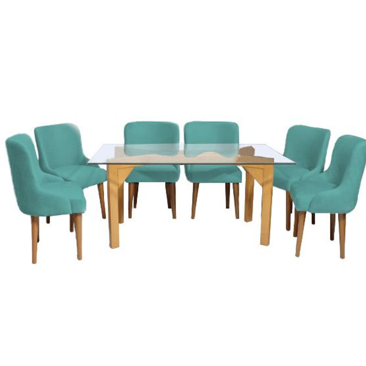 BARAKA HOME - Juego de Comedor Recife Con 6 Sillas Mesa de Vidrio - Jade