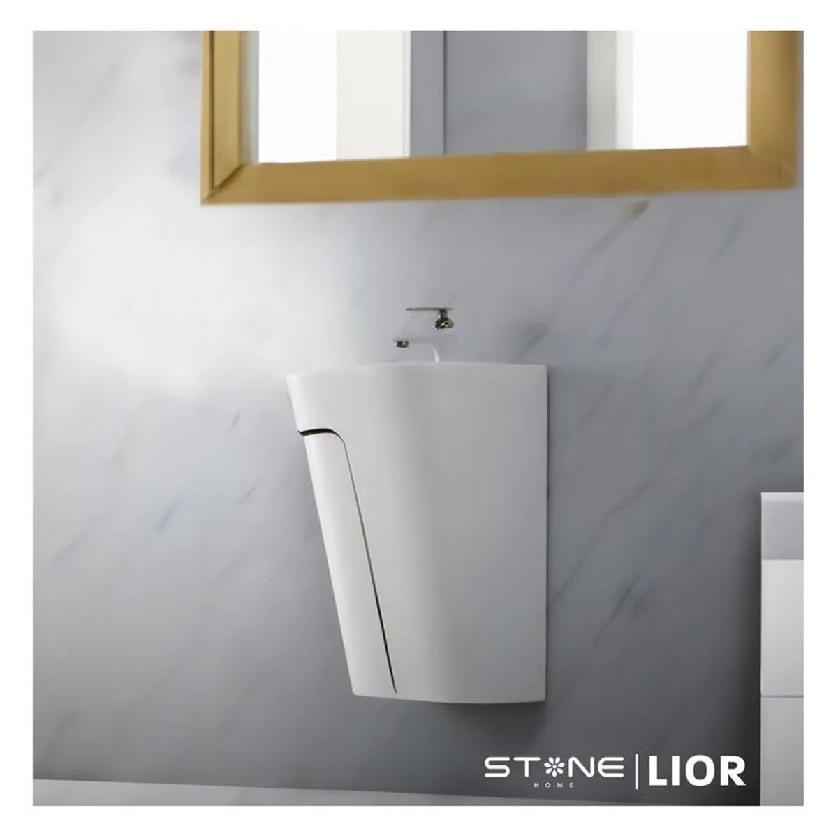 STONE - LAVATORIO SEMI-STANDING LIOR BLANCO C NEGRO STONE