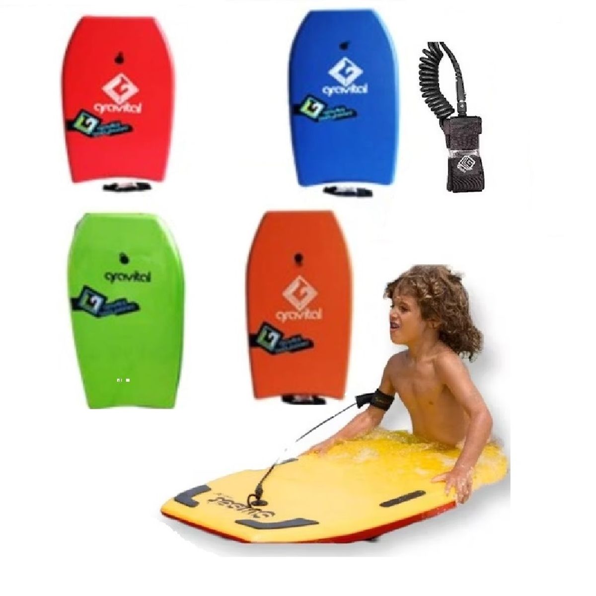 GRAVITAL - Tabla Bodyboard con correa 37"  93.5x48.5x5.5cm