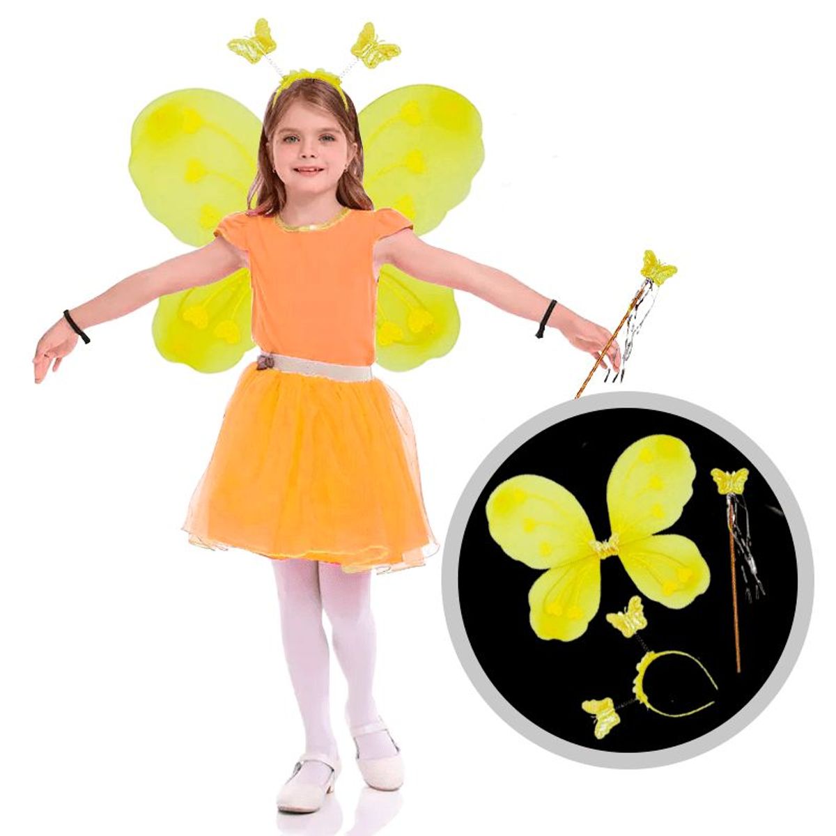 GENERICO - Alita Mariposa Incluye  Alita Diadema  Varita /  Amarillo