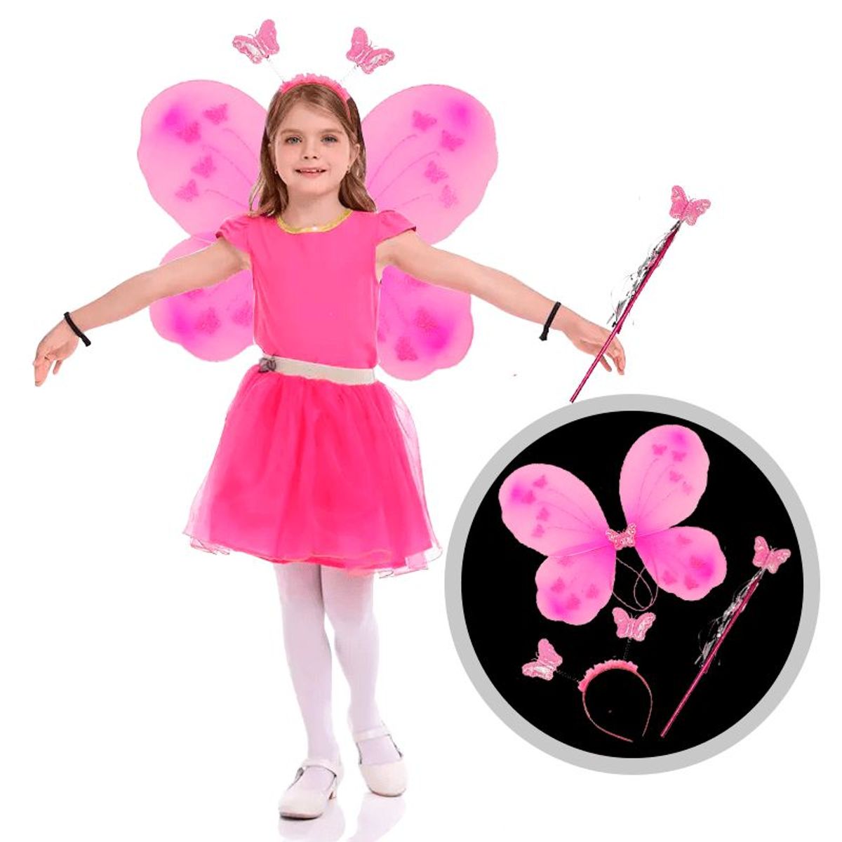 GENERICO - Alita Mariposa Incluye  Alita Diadema  Varita  Rosado