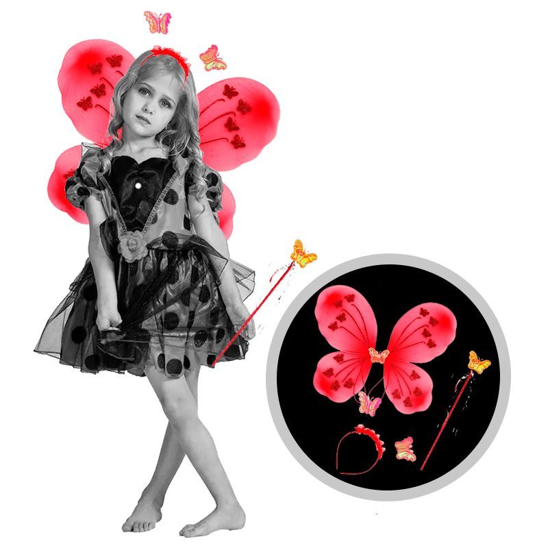 GENERICO - Alita Mariposa Incluye  Alita -Diadema - Varita/  ROJO