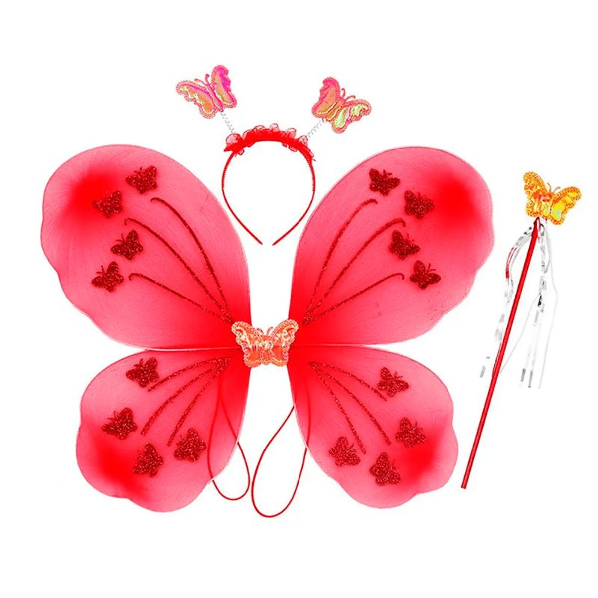 GENERICO - Alita Mariposa Incluye  Alita -Diadema - Varita/  ROJO