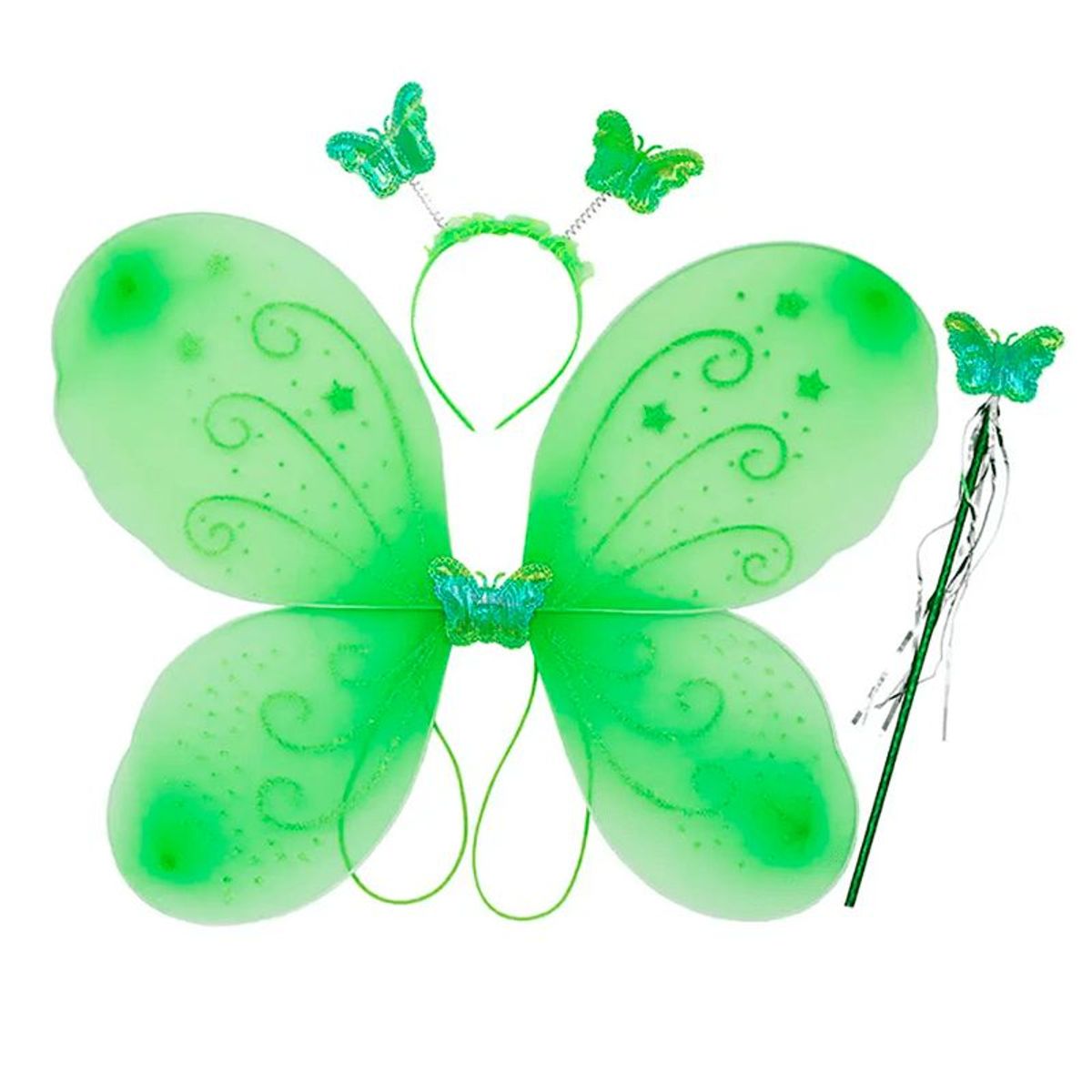 GENERICO - Alita Mariposa Incluye  Alita -Diadema - Varita/  Verde