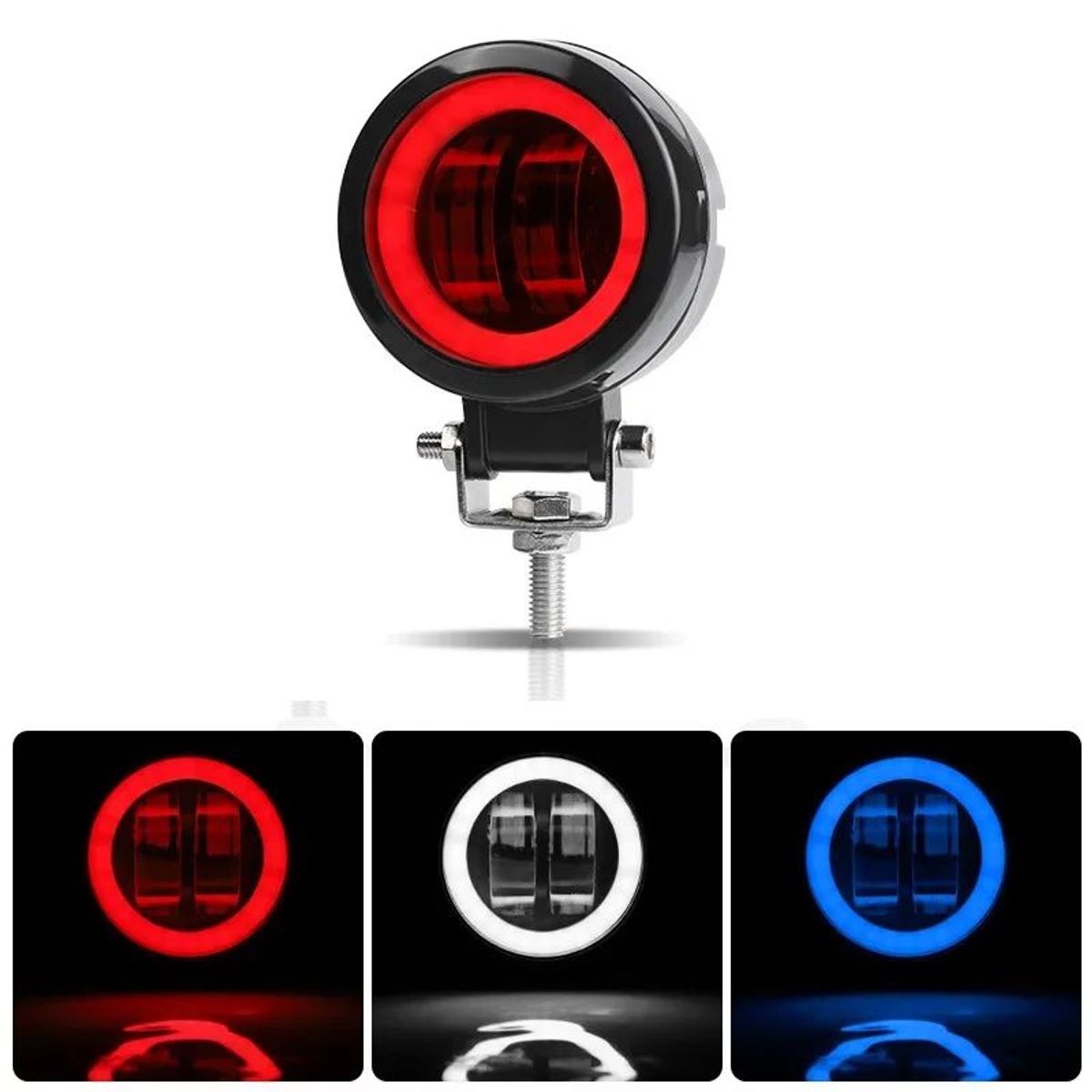 JET - Faro Led Ojo De angel 7cm 20w Lupa 6d Aro Rojo 1pcs