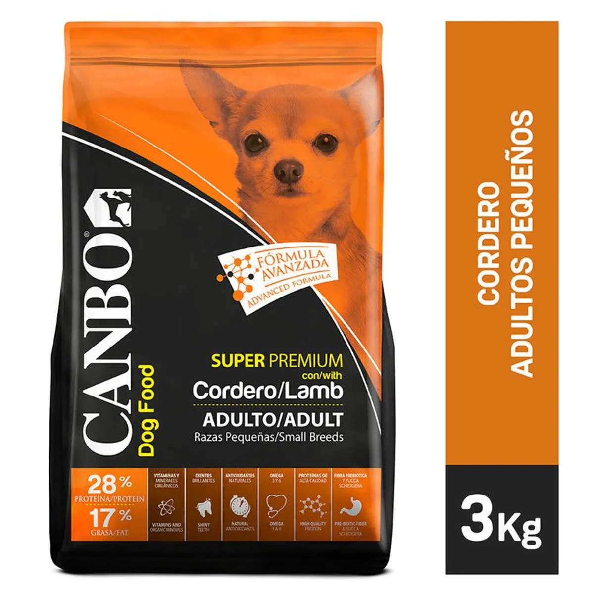 CANBO - CANBO PERROS ADULTOS 3 KG - RAZA PEQUEÑA - CORDERO (NARANJA)