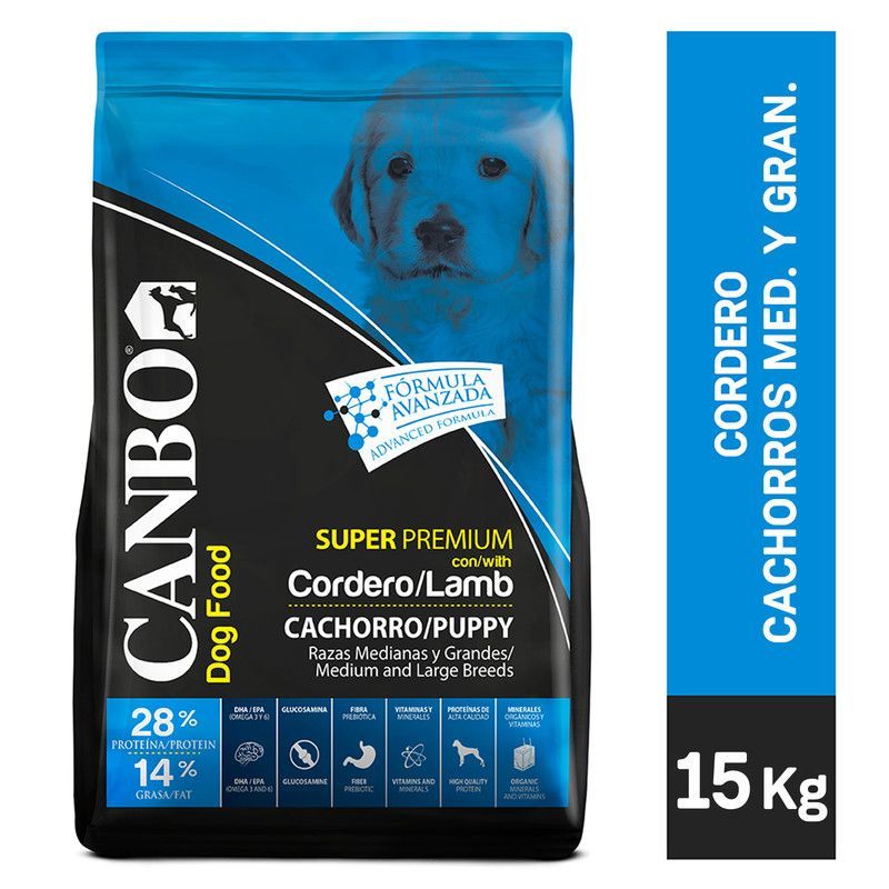 CANBO - CANBO PERROS CACHORROS 15KG RAZA MEDIANA Y GRANDE CORDERO
