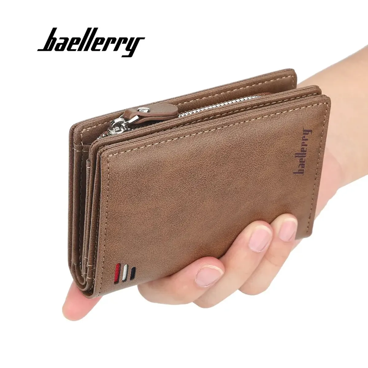 BAELLERRY - BILLETERA HOMBRE CUERO MONEDERO TARJETERO BAELLERRY MARRON - M005