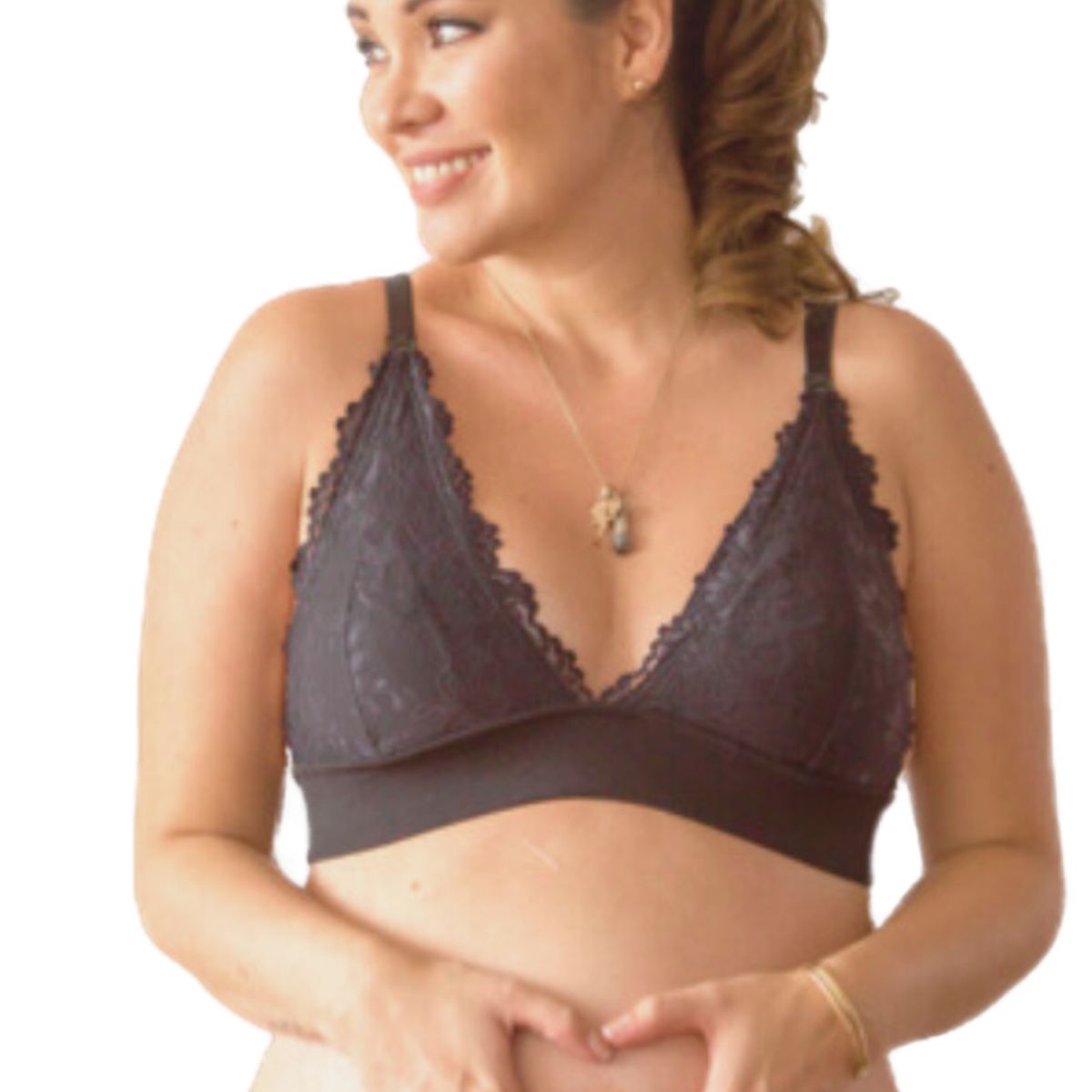 GENERICO - Sostén Maternal Halter Broche Lactancia Pretina Ancha Negro