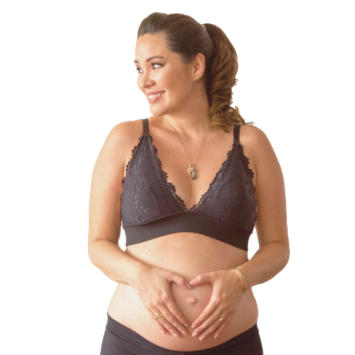 GENERICO - Sostén Maternal Halter Broche Lactancia Pretina Ancha Negro