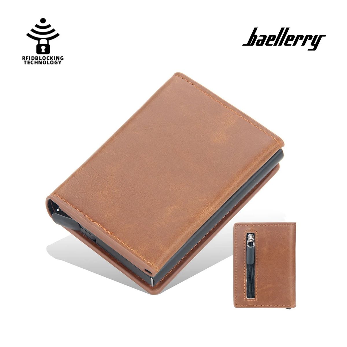 BAELLERRY - BILLETERA HOMBRE CUERO TARJETERO MONEDERO BAELLERRY RFID - M006
