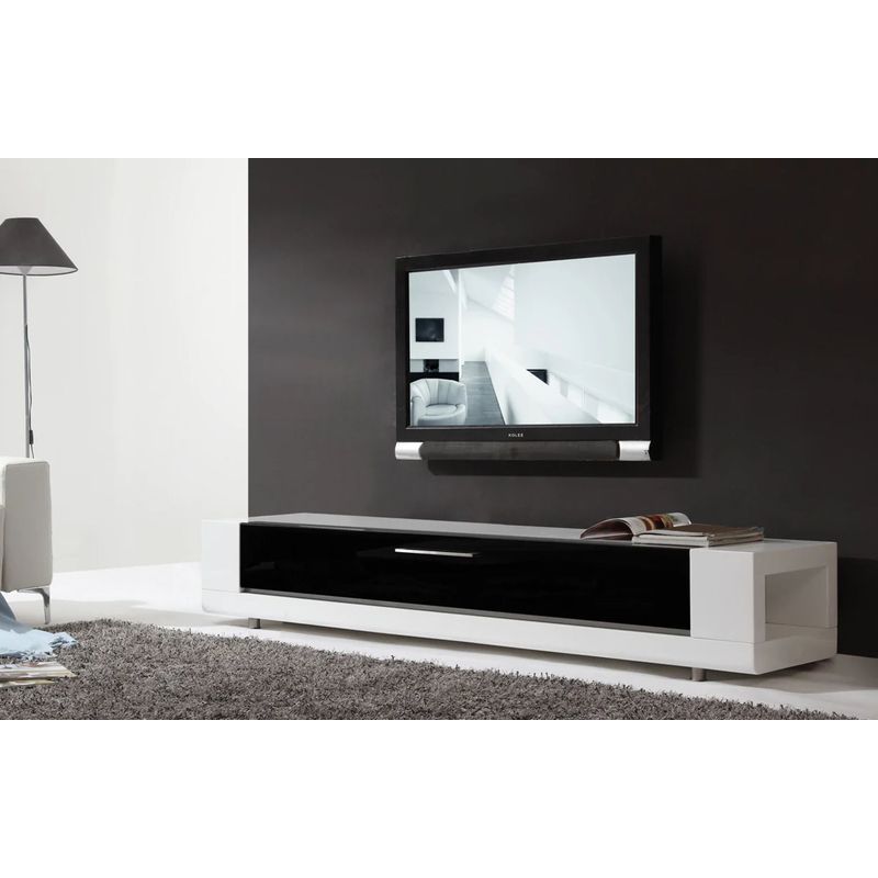 TU MESITA - Mesa de Tv Contemporánea Aguiar Blanco-Negro 198cm TU MESITA