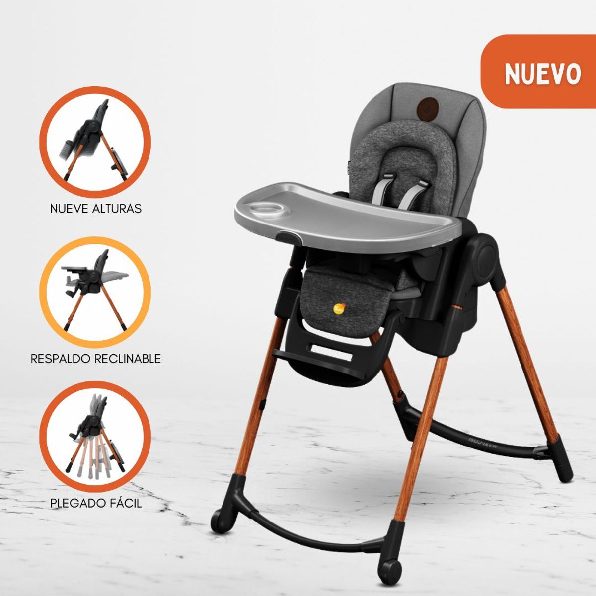 MAXI COSI - Silla de Comer Graduable 6en1 para Bebé»MINLA ESSENTIAL» Light Gray