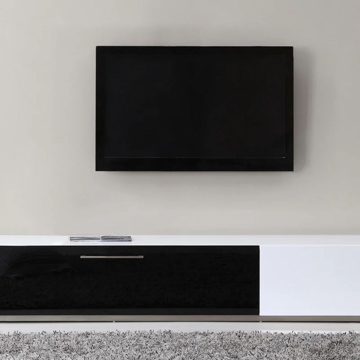 TU MESITA - Mesa de Tv Contemporánea Colon Blanco-Negro 203 cm TU MESITA