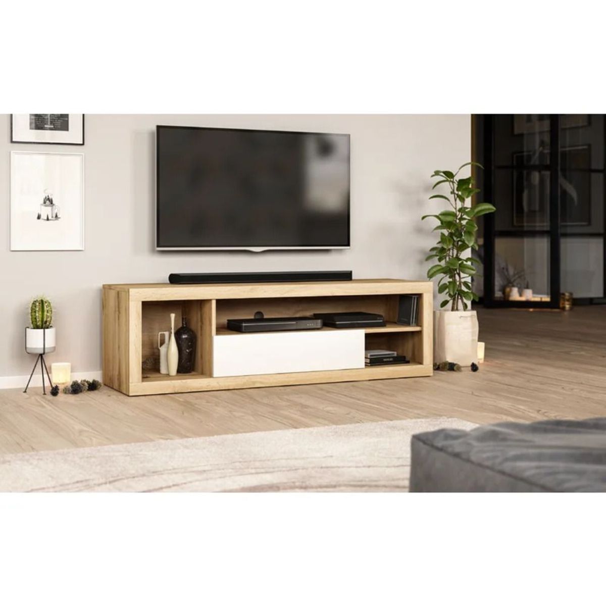 TU MESITA - Mesa de Tv moderna Mauricio Blanco 140cm TU MESITA
