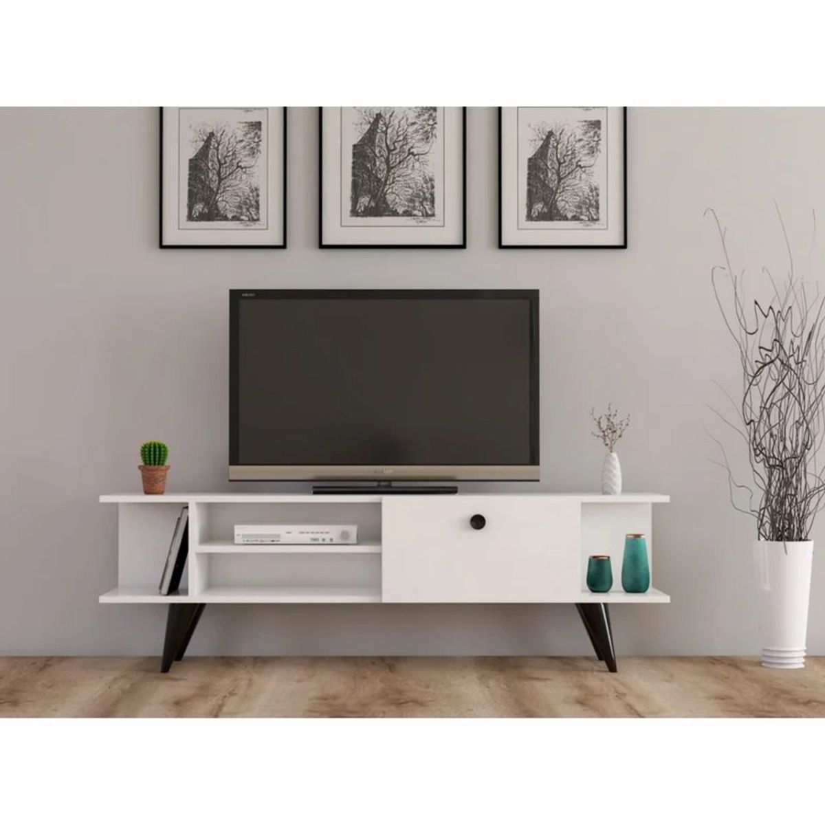 TU MESITA - Mesa de TV Moderna Burundi Blanco 120cm TU MESITA