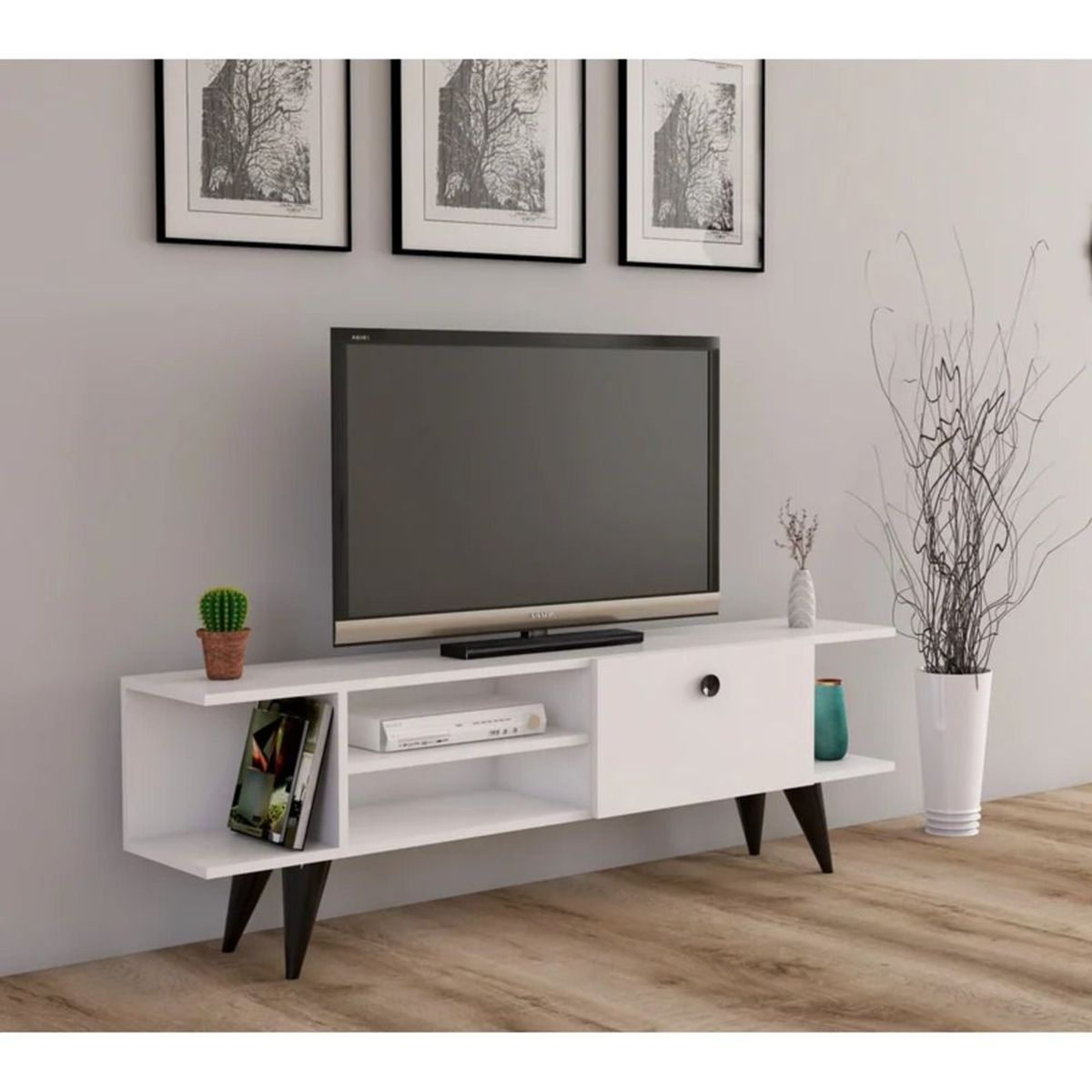 TU MESITA - Mesa de TV Moderna Burundi Blanco 120cm TU MESITA