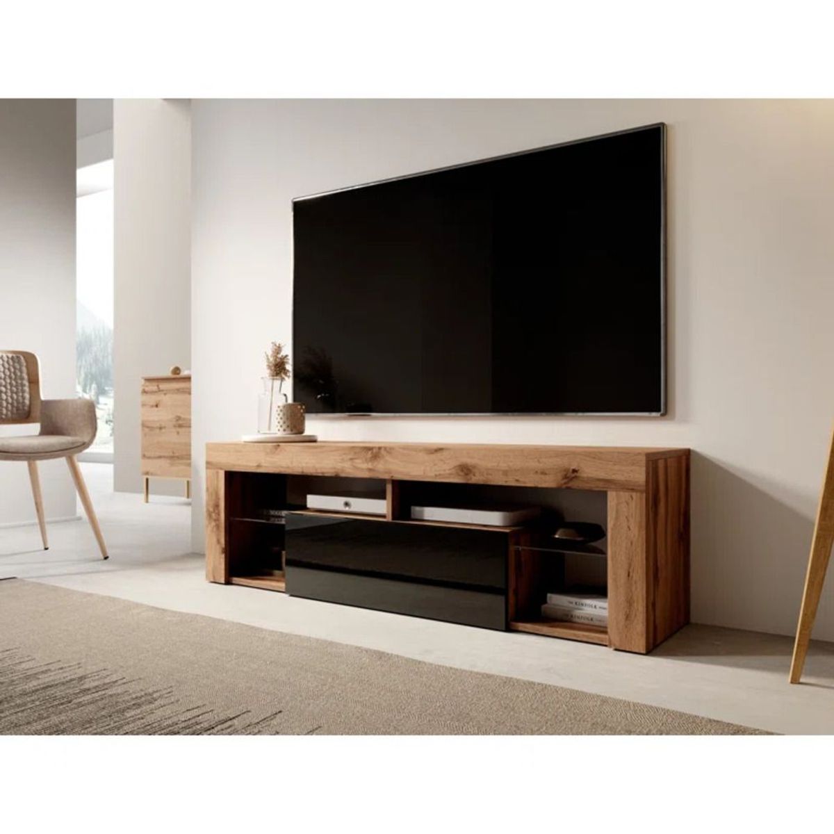 TU MESITA - Mesa de TV Moderna Yibuti Marrón con Negro 140cm TU MESITA