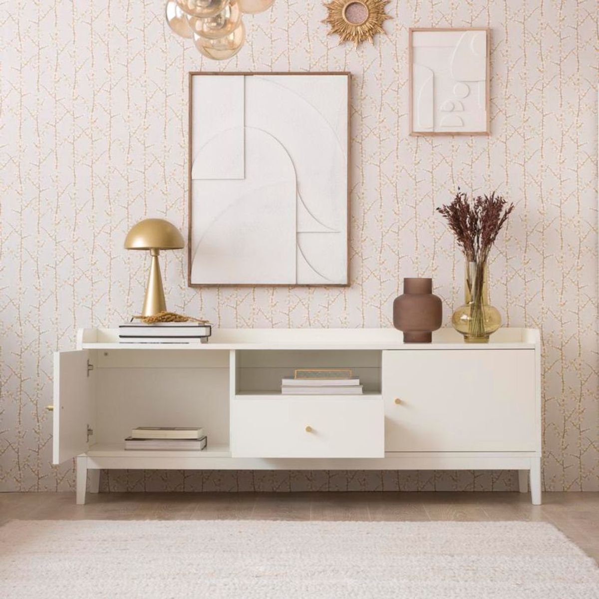 TU MESITA - Mesa de TV Moderna Lake Blanco 160 cm TU MESITA