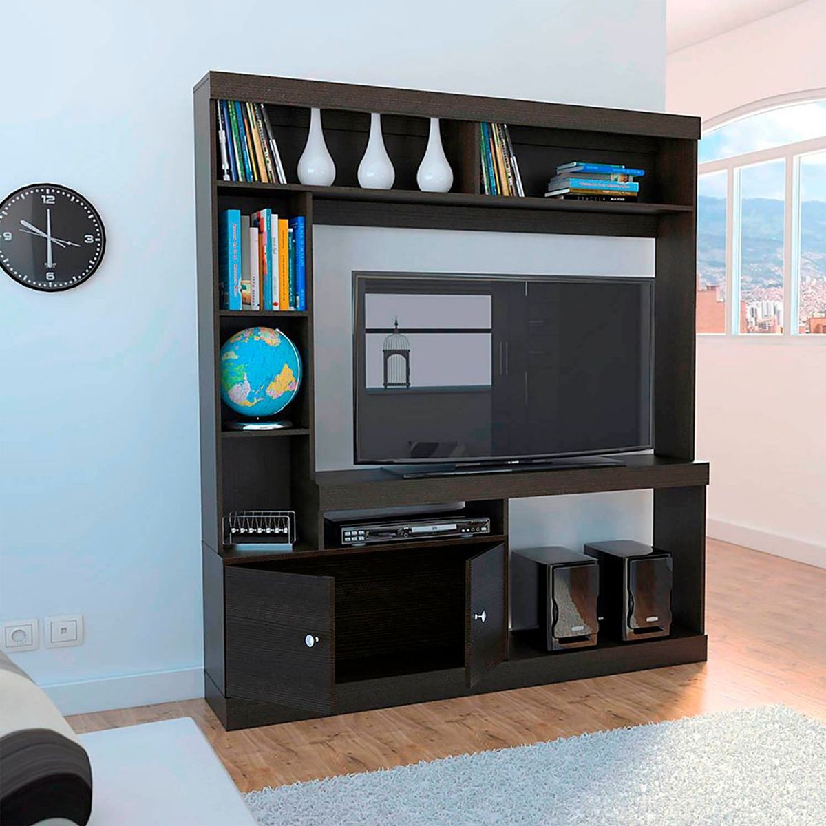 TU MESITA - Mesa de TV Moderna Gaga con estantes Wengue TU MESITA