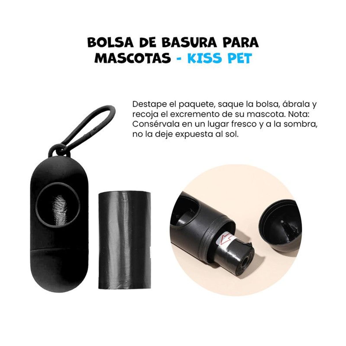 GENERICO - 3 Bolsas de basura para mascotas Kiss Pet Negro