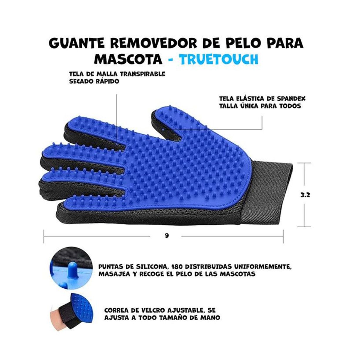 GENERICO - Guante removedor de pelo para mascotas truetouch