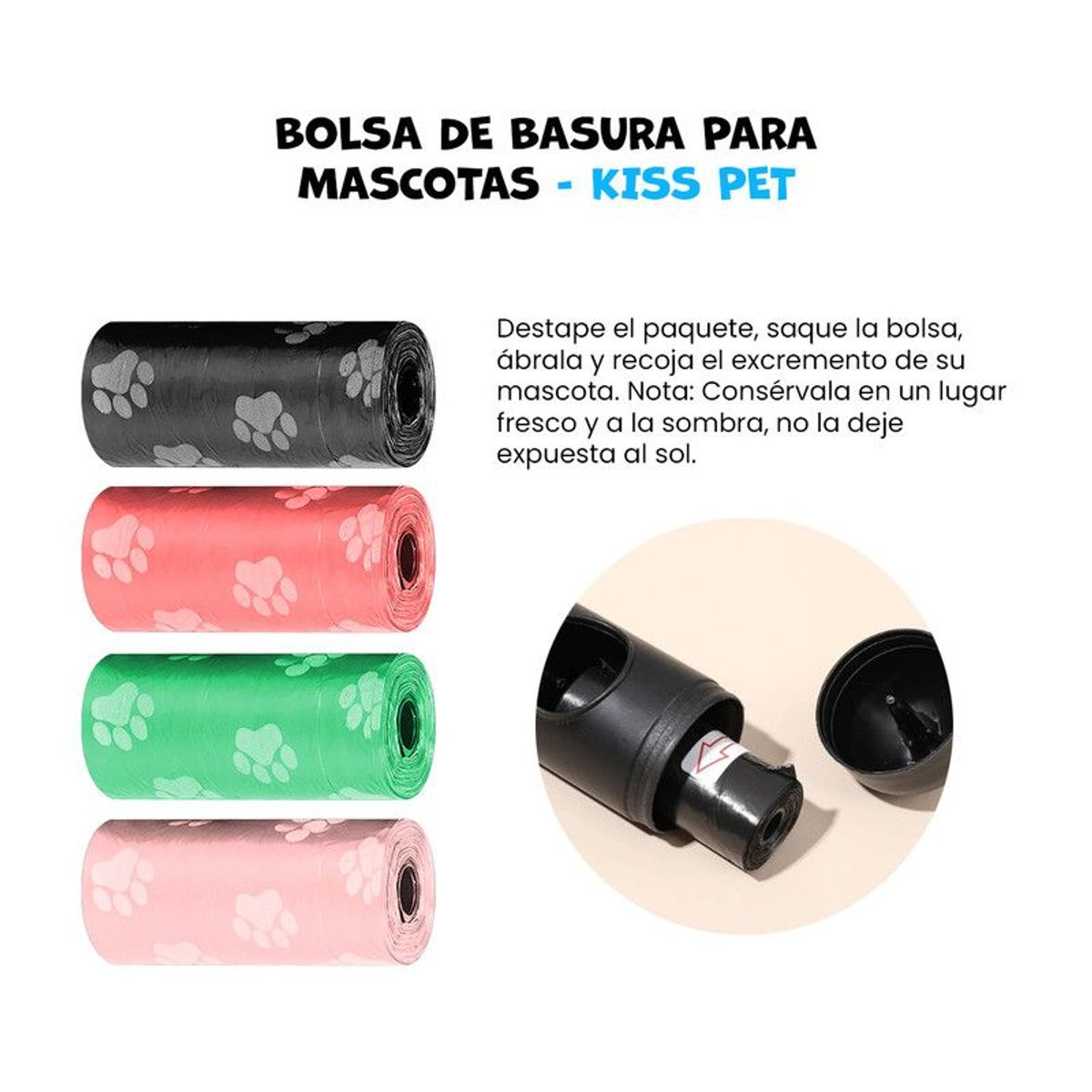 GENERICO - 3 Pack de Bolsas de basura para mascotas por 4 pzas Kiss Pet