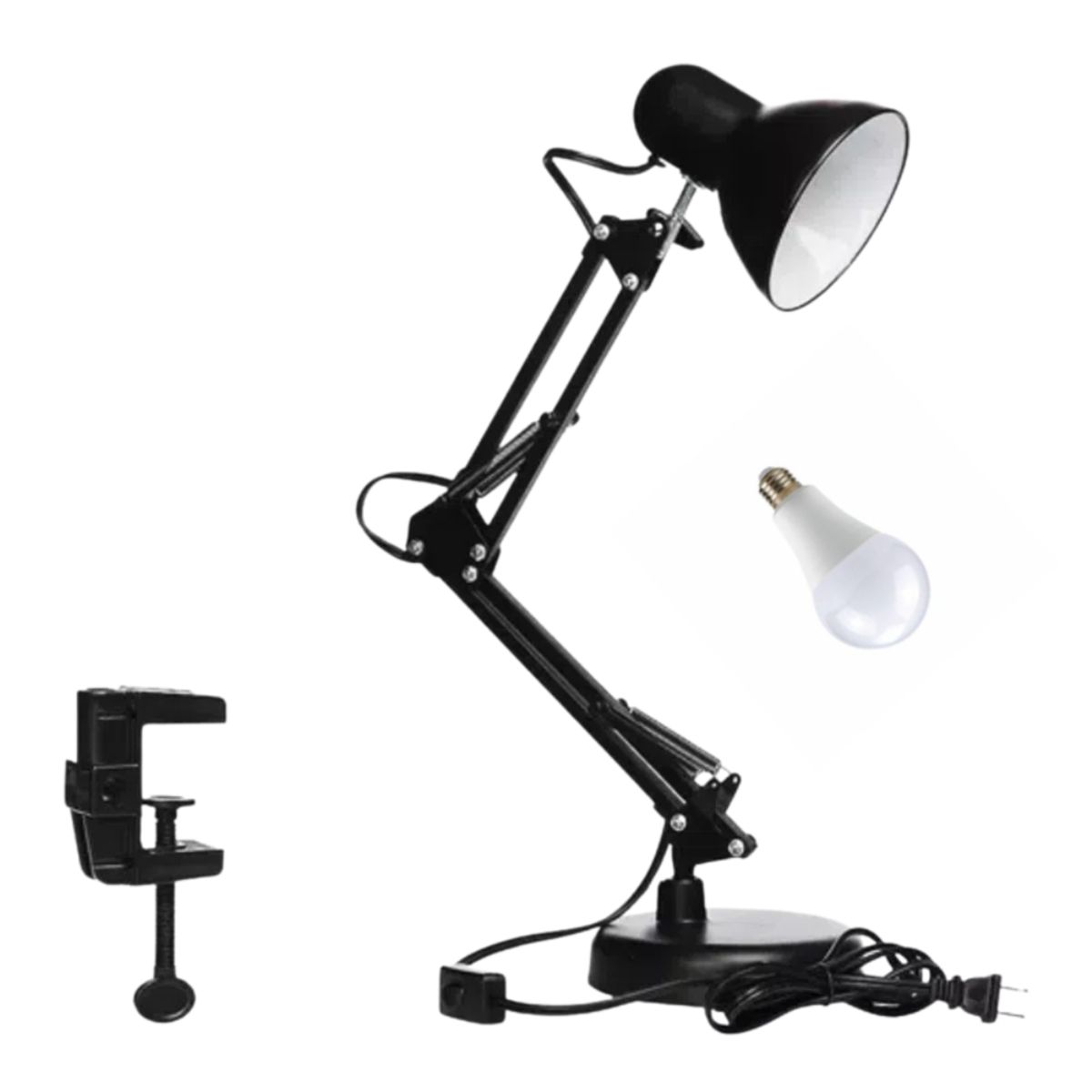SEISA - Lampara Led Para Escritorio Plegable Doble base Incluye 1 foco