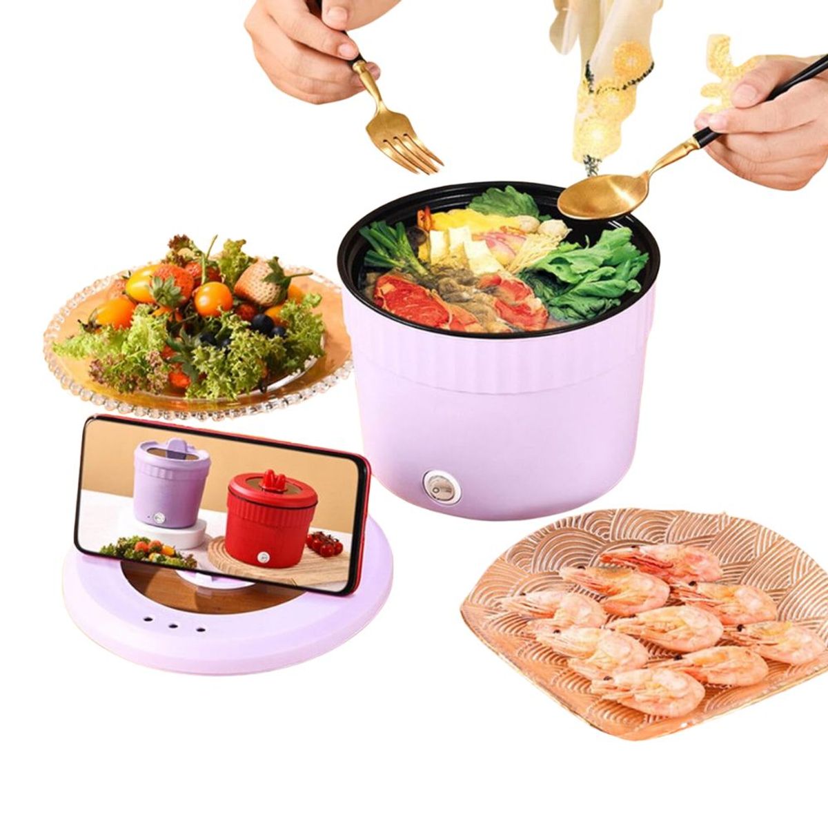 INSPIRA - Mini Olla Eléctrica Multifuncional Antiadherente