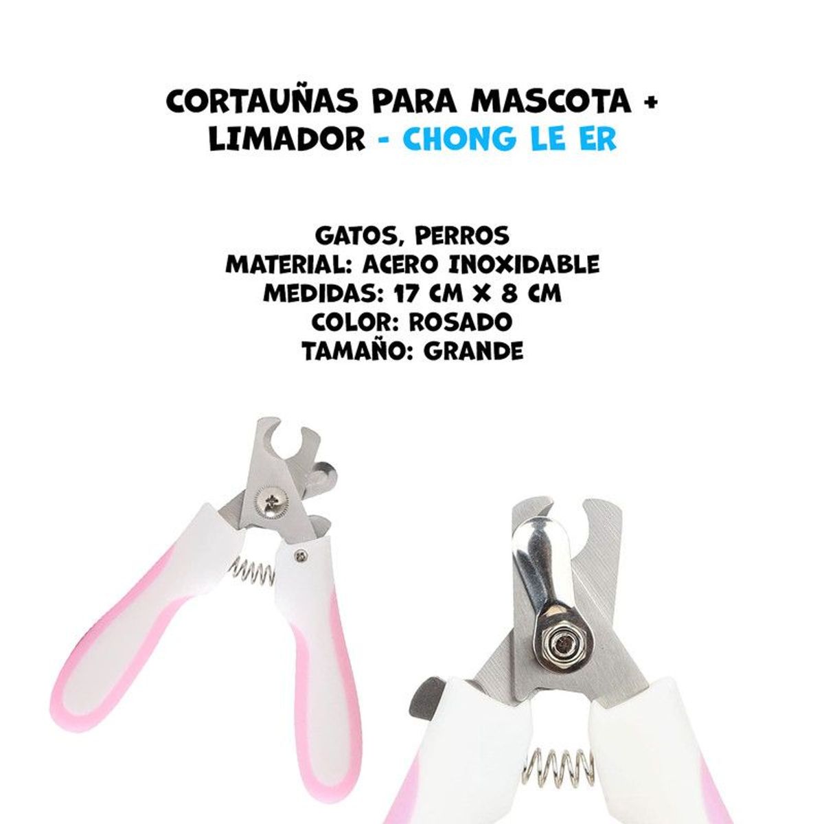 GENERICO - 2 Cortaúñas para mascotas más limpiador Chong Le Er