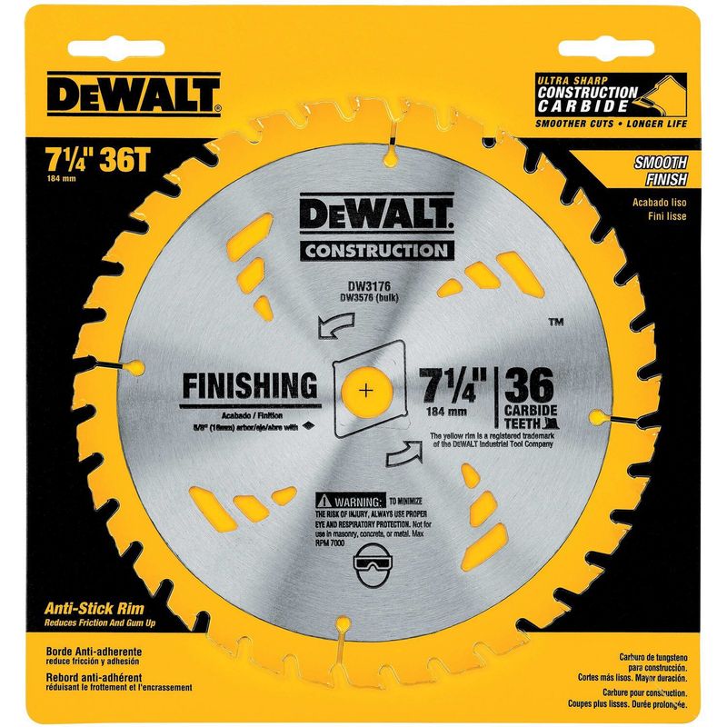 DEWALT - Disco Sierra  Madera 7-1/4'' 36 Dientes Dewalt DW3176