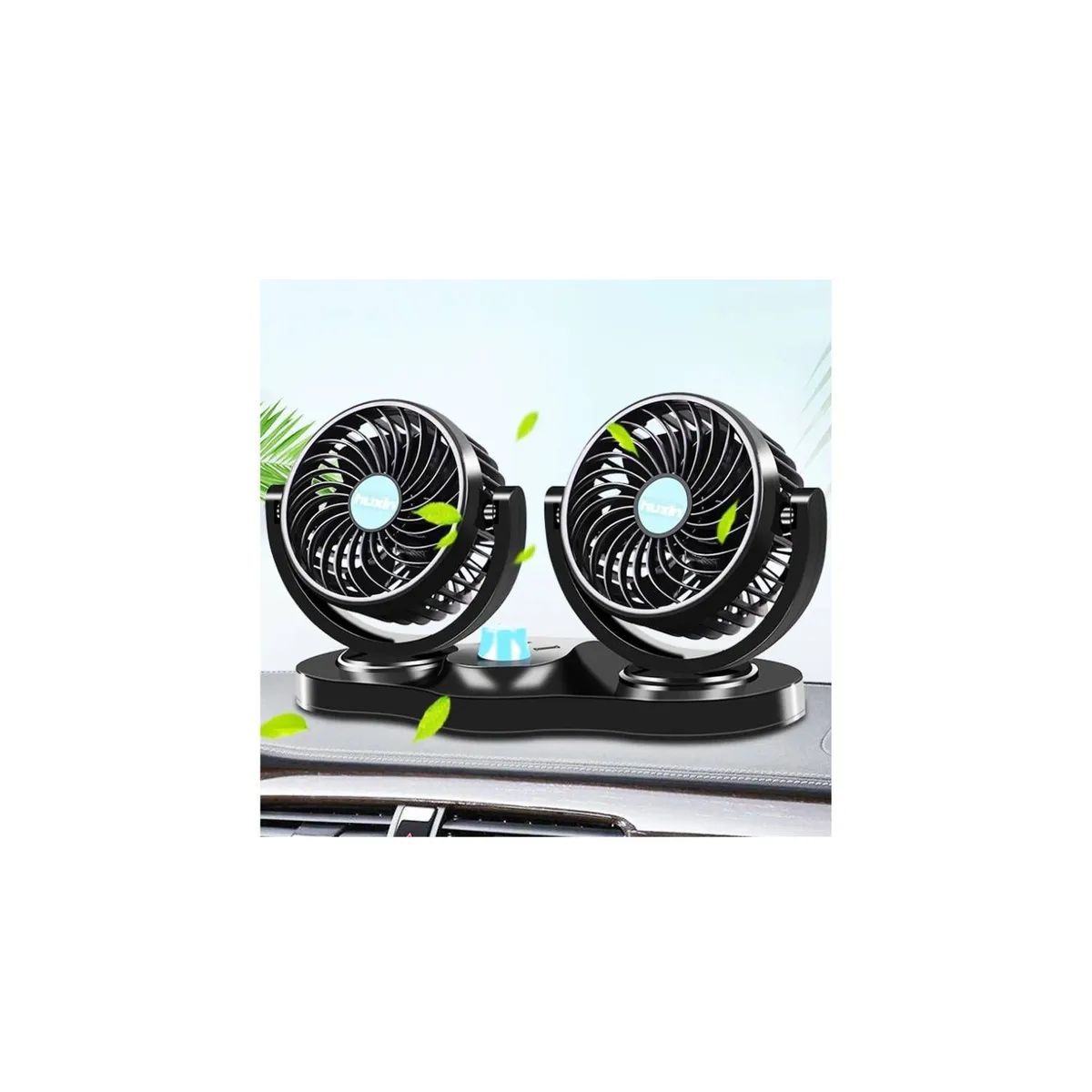 GENERICO - Ventilador Doble Cabezal 360 para Auto Portátil 12v