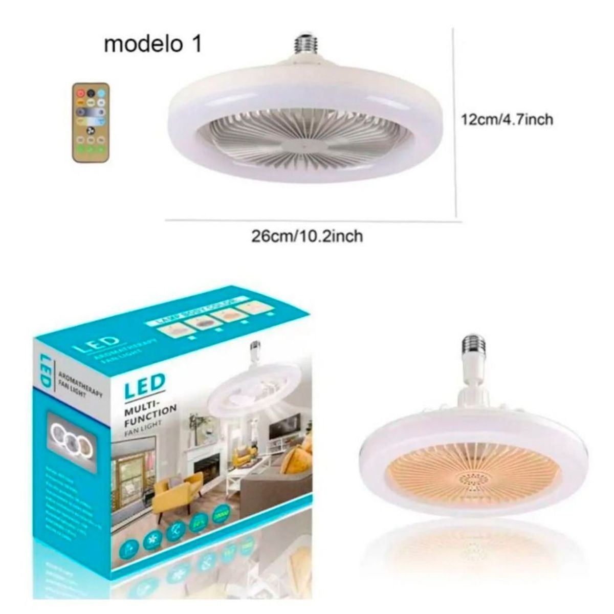 GENERICO - Foco Ventilador de Techo Giratorio Ajustable 30W Control y Fragancia